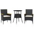 Set comedor jardín 3 pzas cojines ratán sintético vidrio