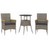 Set comedor jardín 3 pzas y cojines ratán sintético vidrio