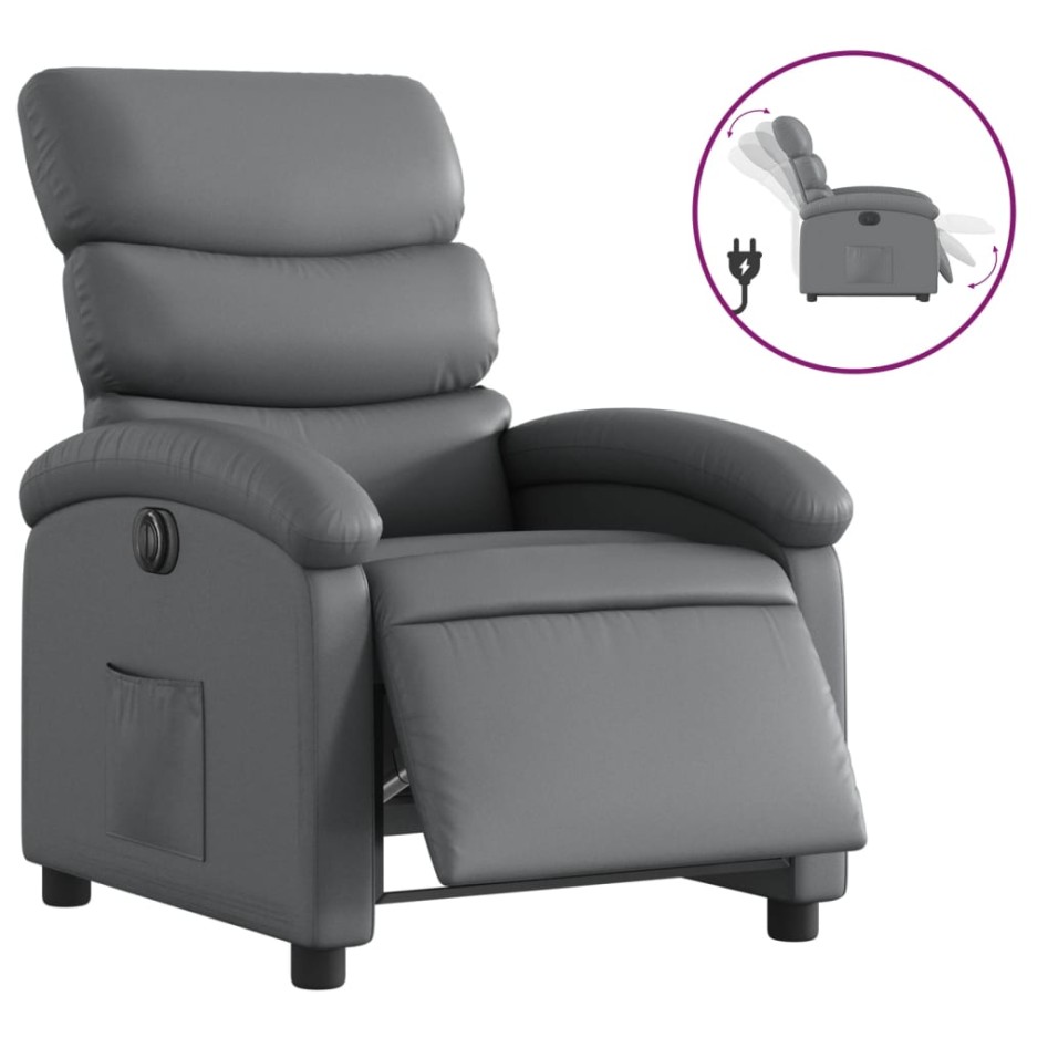 Sillón reclinable eléctrico de cuero sintético
