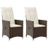 Sillones reclinables jardín con cojines marrones 2 uds ratán