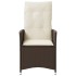 Sillones reclinables jardín con cojines marrones 2 uds ratán