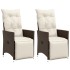 Sillones reclinables jardín con cojines marrones 2 uds ratán