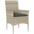 Set de comedor jardín 7 piezas y cojines ratán PE y vidrio