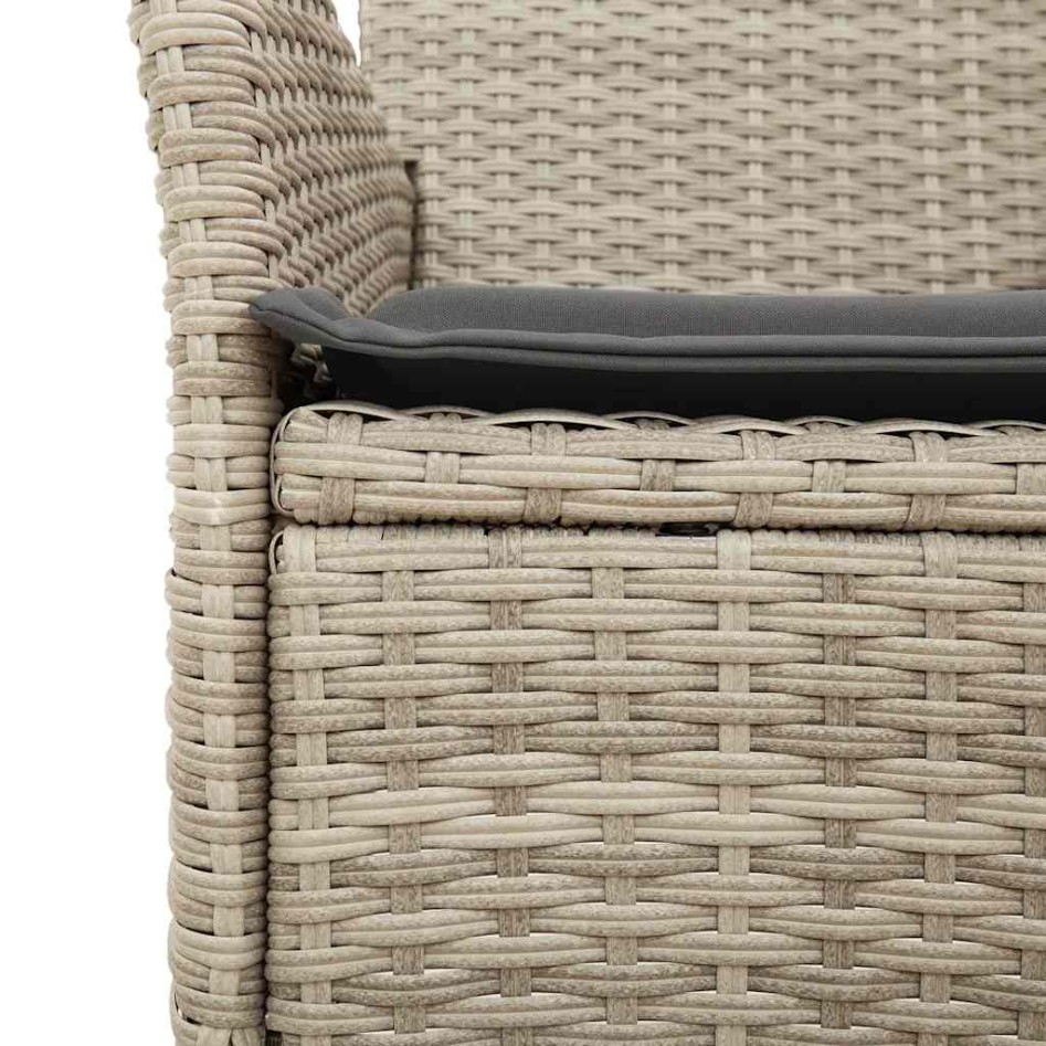 Set de comedor jardín 7 piezas y cojines ratán PE y vidrio