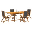 Juego comedor de jardín 5 pzas madera maciza acacia y textileno
