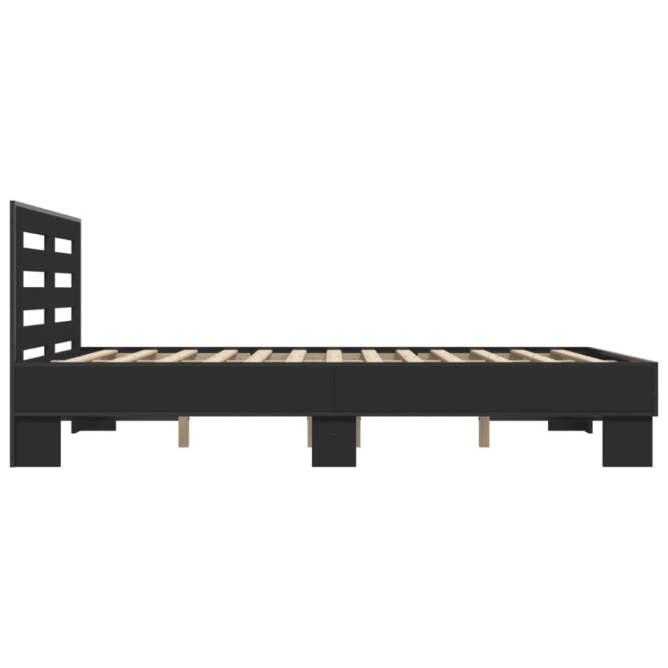 Estructura de cama madera de ingeniería y metal negro