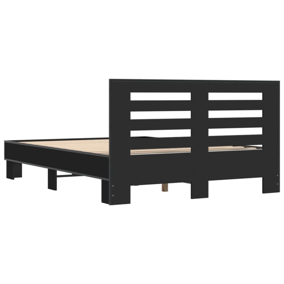 Estructura de cama madera de ingeniería y metal negro
