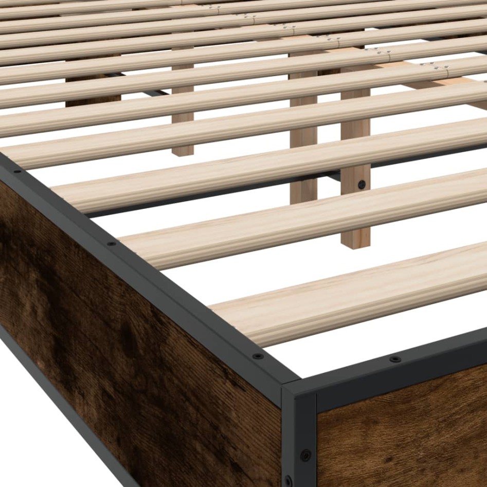 Estructura cama madera ingeniería metal roble ahumado