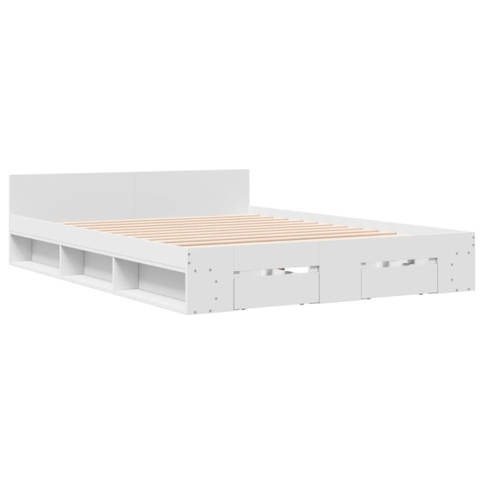 Cama con cajones madera de ingeniería blanca 140x190
