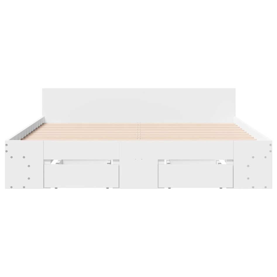 Cama con cajones madera de ingeniería blanca 140x190
