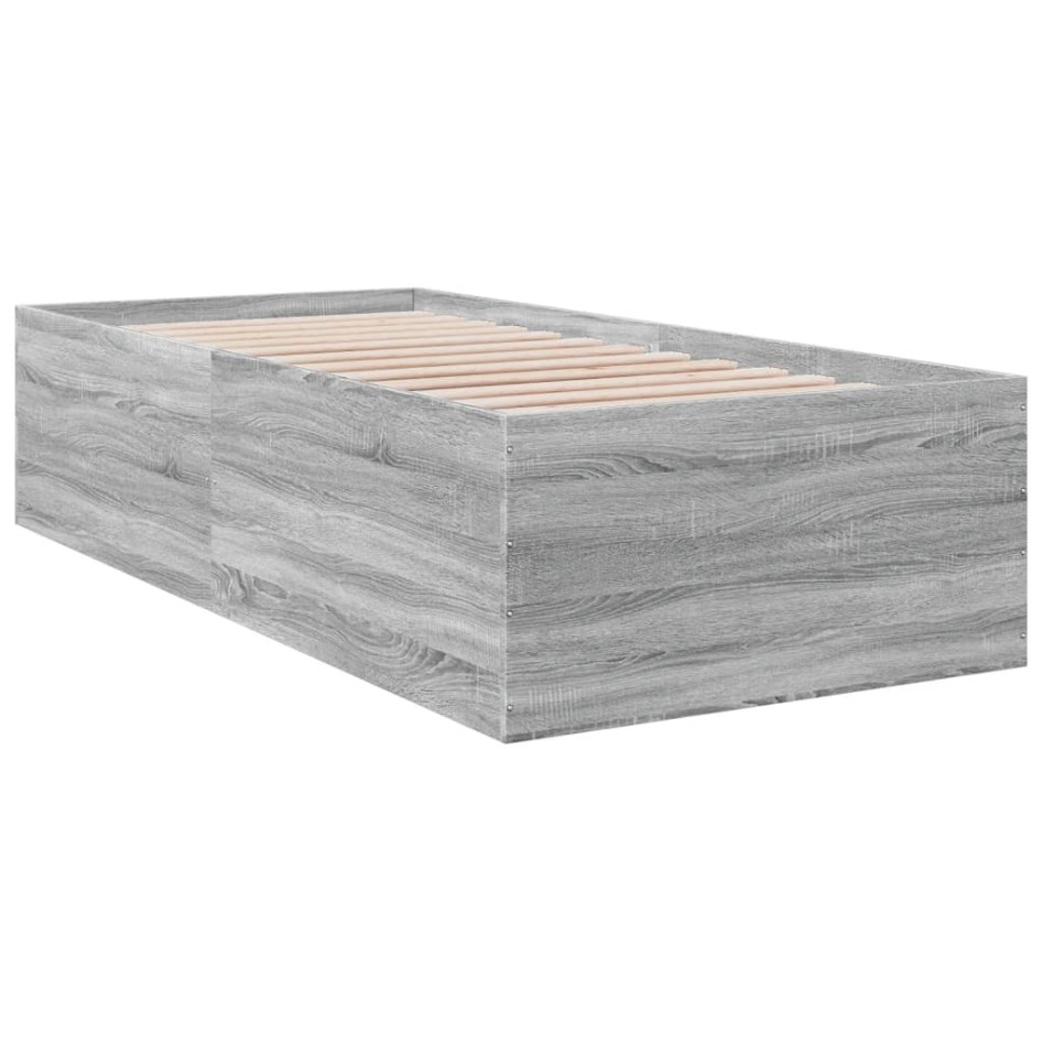 Estructura de cama madera de ingeniería gris Sonoma 100x200