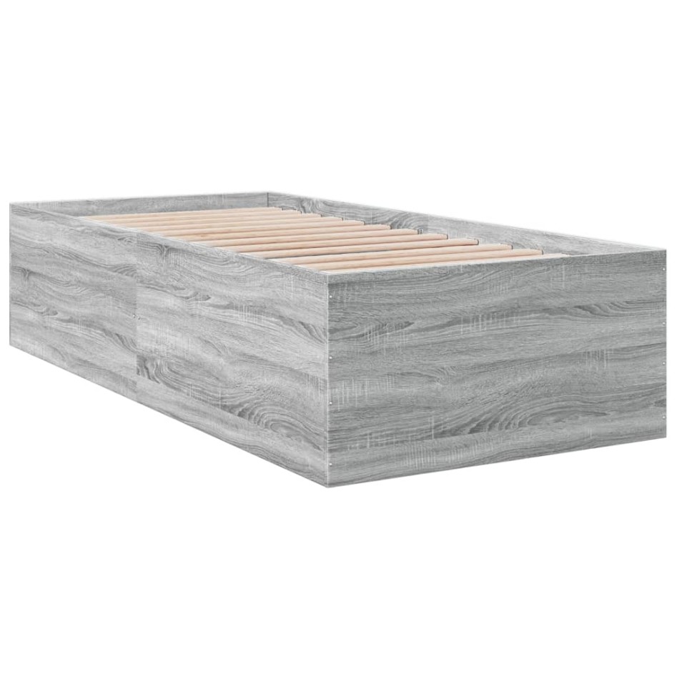 Estructura de cama madera de ingeniería gris Sonoma 100x200