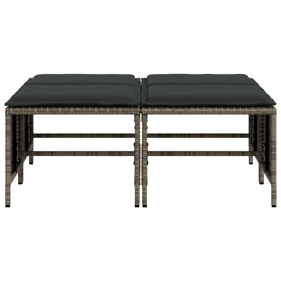 Taburetes de jardín con cojines 4 uds ratán sintético