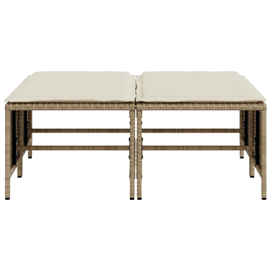 Taburetes de jardín con cojines 4 uds ratán sintético