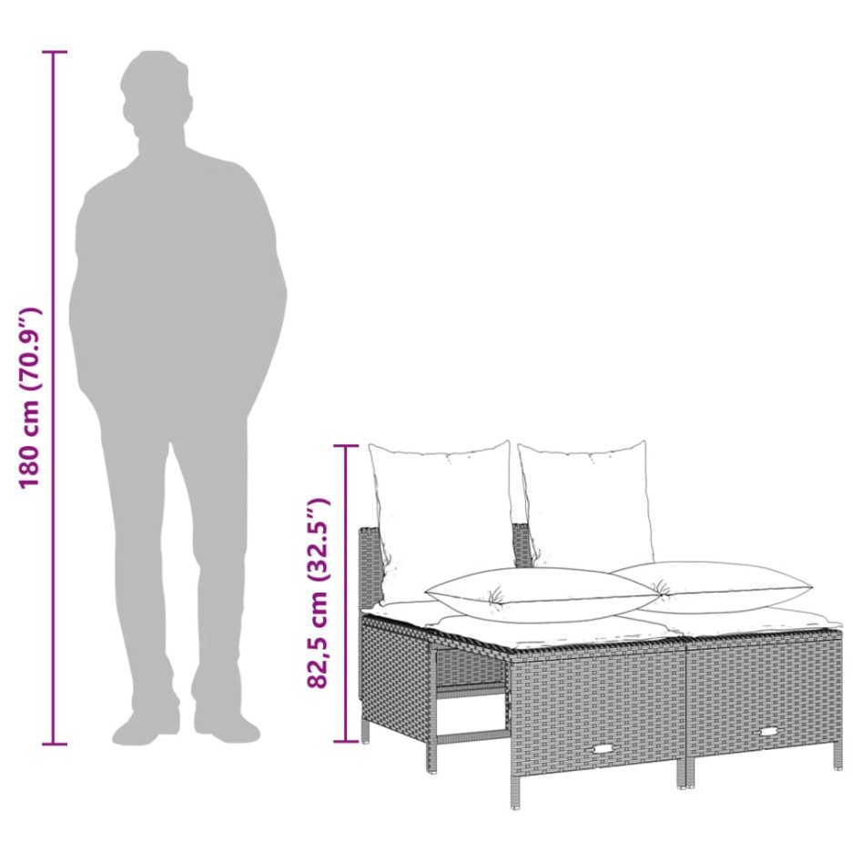Set de sofás de jardín 4 pzas y cojines ratán sintético
