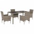 Set comedor jardín 5 pzas y cojines ratán sintético vidrio