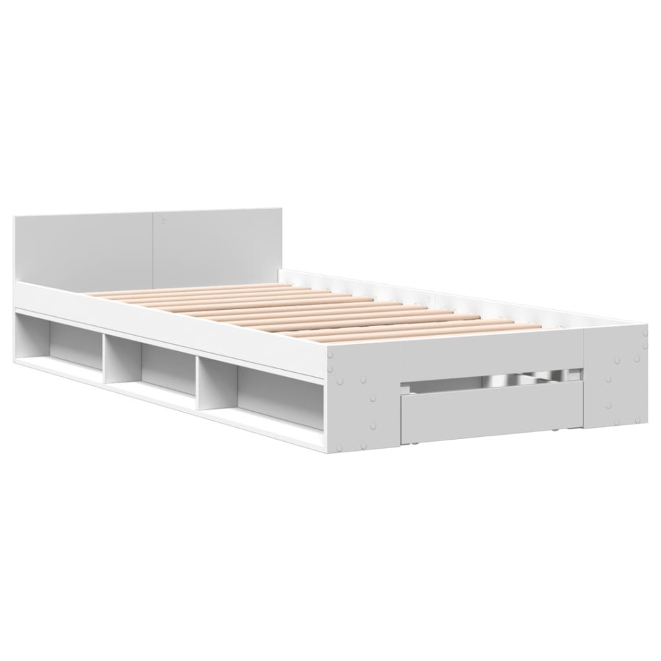 Cama con cajón madera de ingeniería blanca 90x200