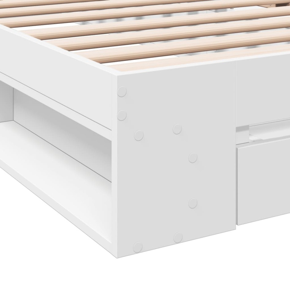 Cama con cajón madera de ingeniería blanca 90x200