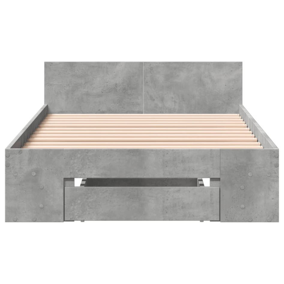 Cama con cajón madera de ingeniería gris hormigón 75x190