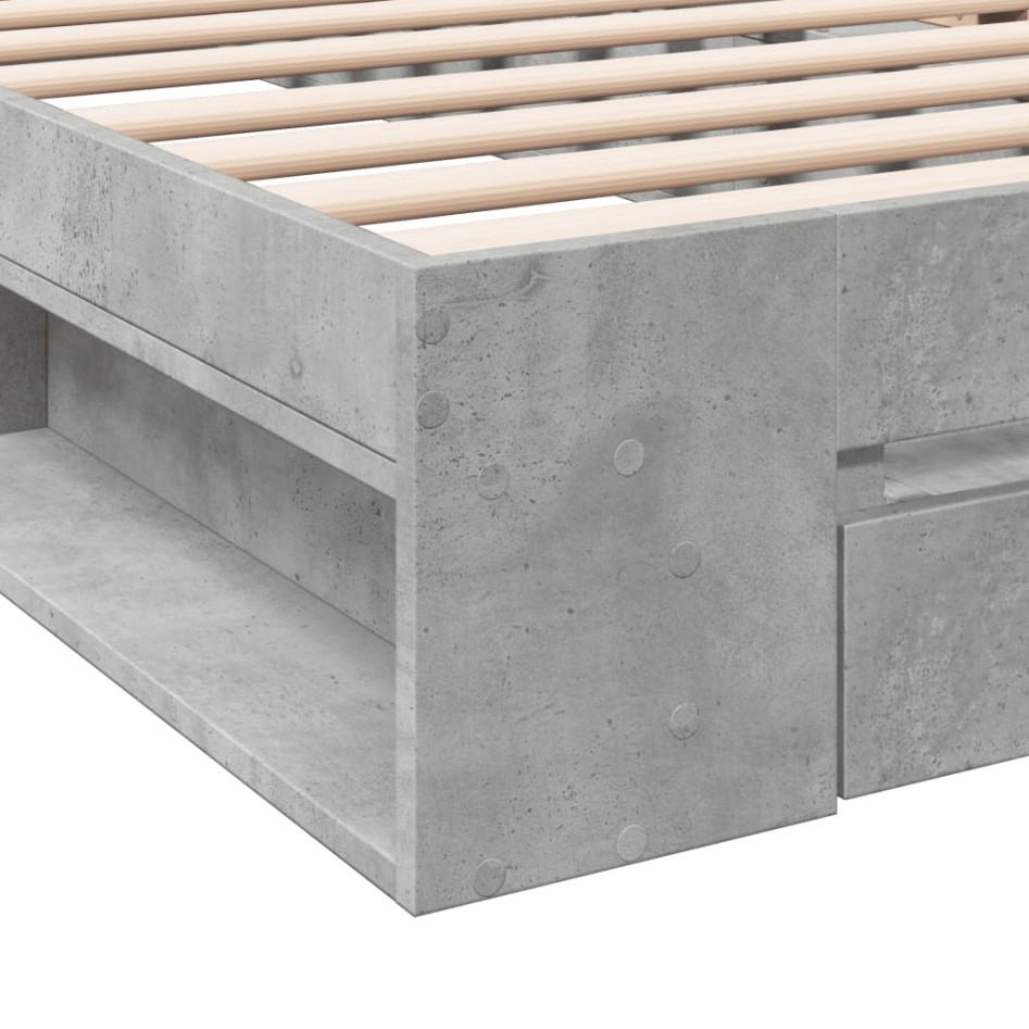 Cama con cajón madera de ingeniería gris hormigón 75x190