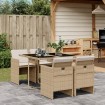 Set comedor de jardín 5 pzas con cojines ratán sintético beige