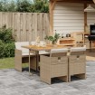 Set comedor de jardín 5 pzas con cojines ratán sintético beige