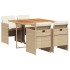 Set comedor de jardín 5 pzas con cojines ratán sintético