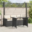 Set comedor de jardín 2 pzas con cojines ratán sintético negro