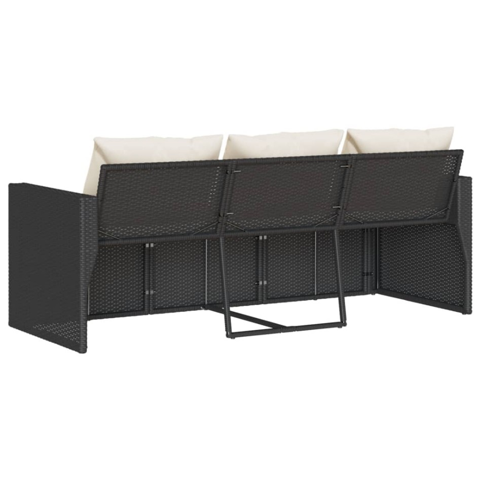 Sofá de jardín de 3 plazas con cojines ratán sintético