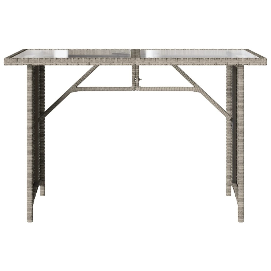 Mesa jardín superficie vidrio ratán PE gris claro 110x68x70