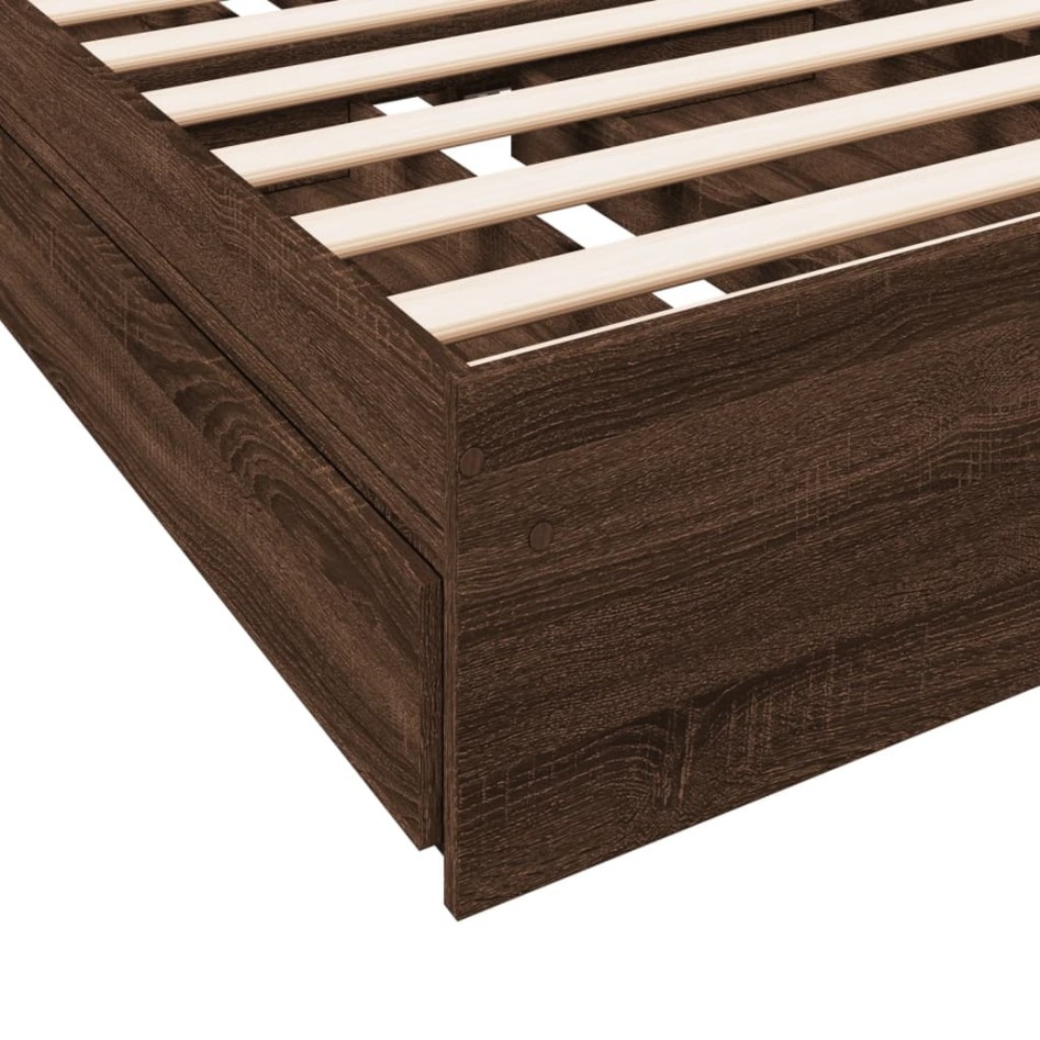 Cama con cajones madera de ingeniería marrón roble 90x200