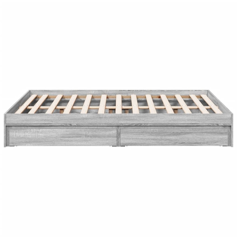 Cama con cajones madera ingeniería gris Sonoma 140x190