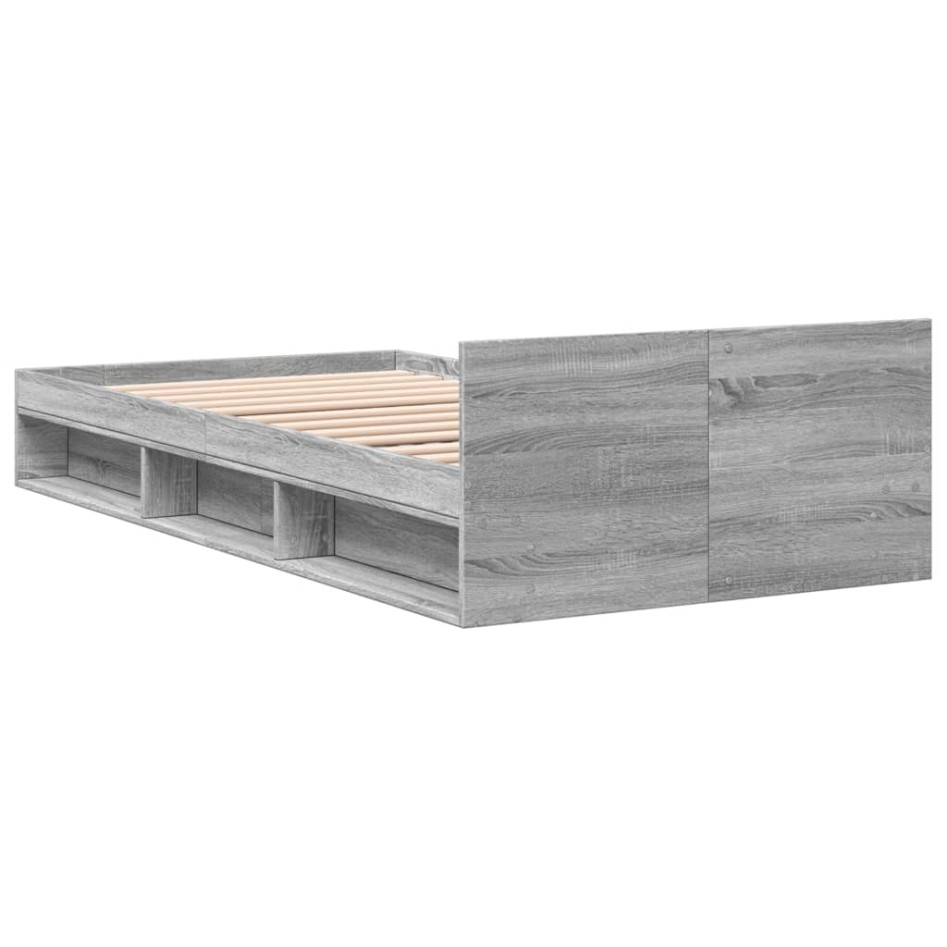 Cama con cajón madera de ingeniería gris Sonoma 90x190
