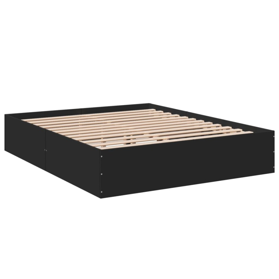 Estructura de cama madera de ingeniería negra 160x200