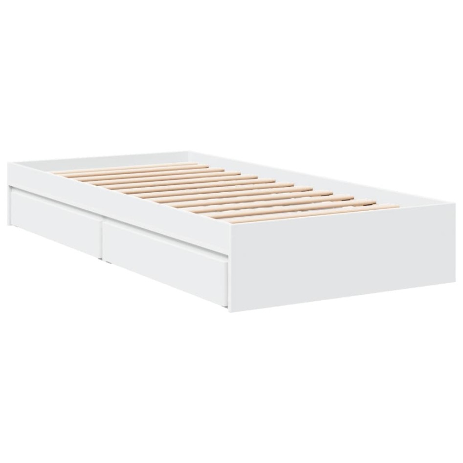 Cama con cajones madera de ingeniería blanca 90x200