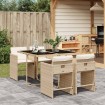 Set comedor de jardín 5 pzas con cojines ratán sintético beige