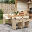 Set comedor de jardín 5 pzas con cojines ratán sintético beige