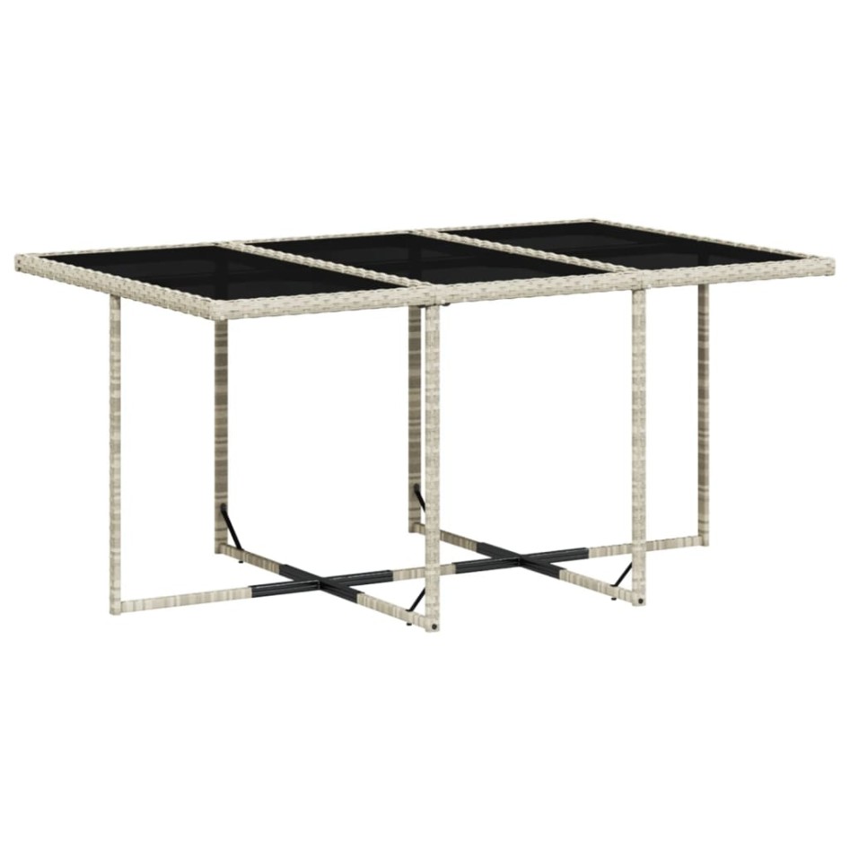 Set comedor jardín 7 pzas y cojines ratán sintético gris
