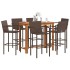 Mesa y taburetes de jardín 7 pzas madera acacia ratán PE
