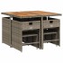 Set comedor jardín 9 pzas y cojines ratán sintético