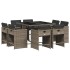 Set comedor jardín 9 pzas y cojines ratán sintético