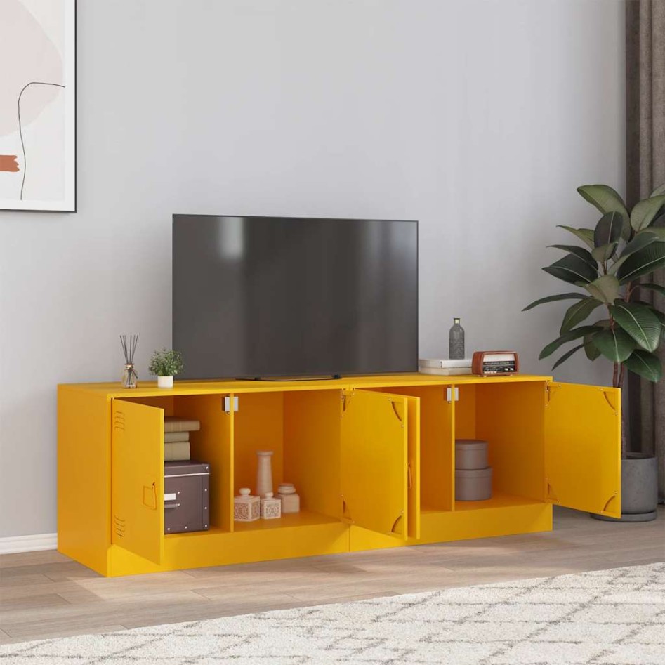 Muebles para TV 2 unidades acero amarillo mostaza 67x39x44