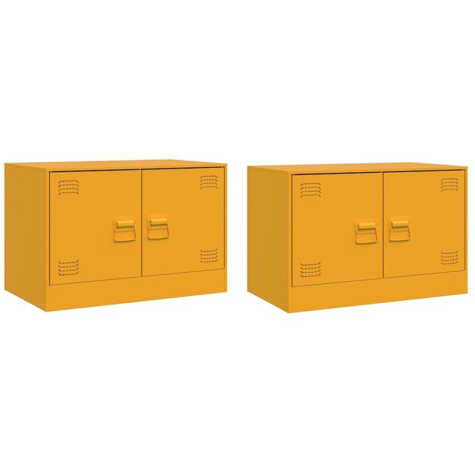 Muebles para TV 2 unidades acero amarillo mostaza 67x39x44
