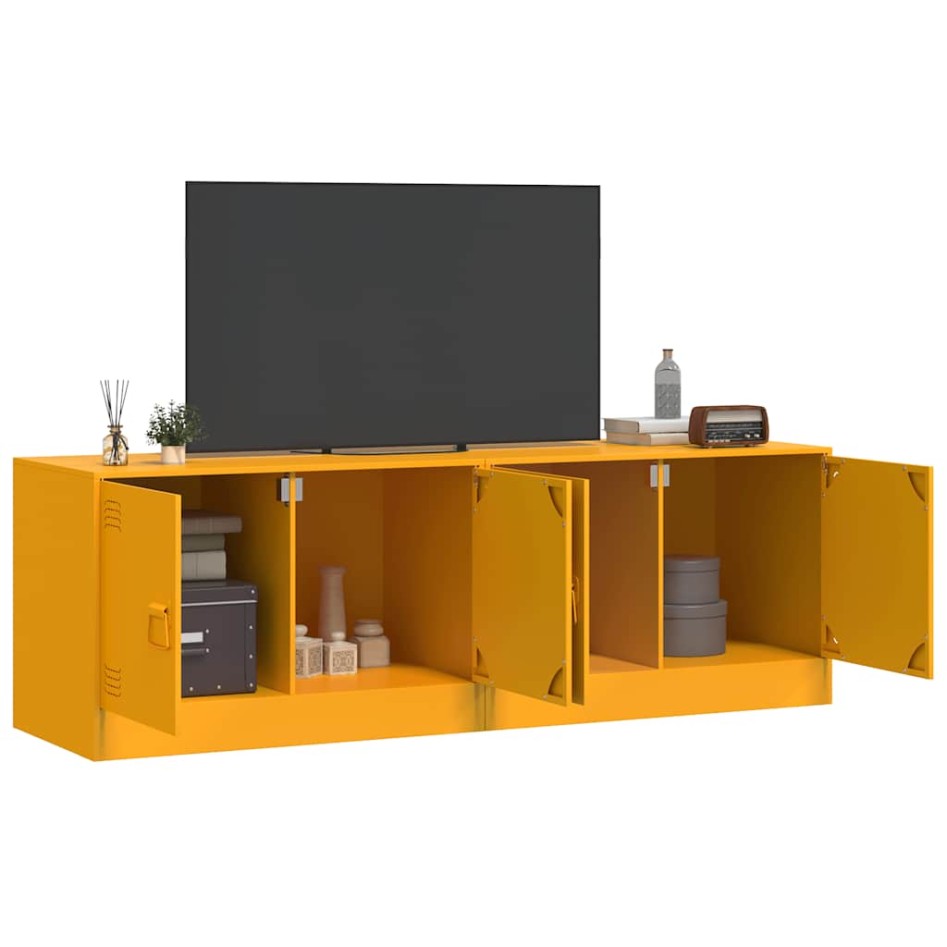 Muebles para TV 2 unidades acero amarillo mostaza 67x39x44