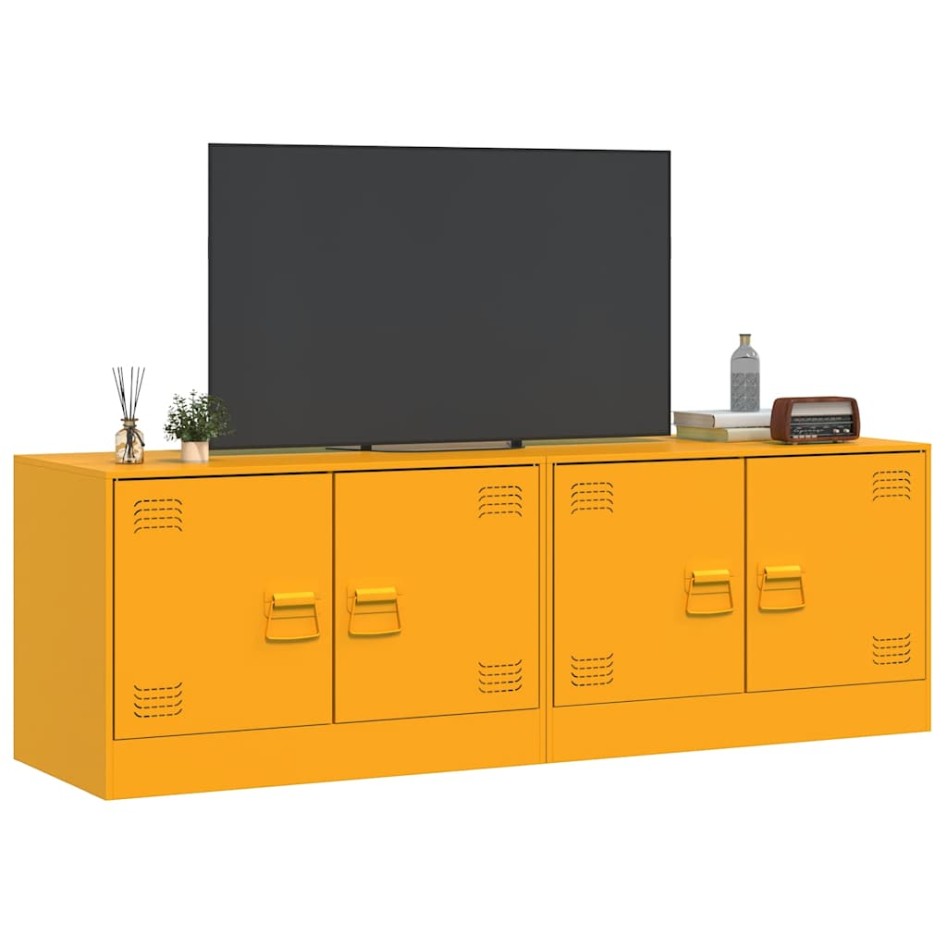 Muebles para TV 2 unidades acero amarillo mostaza 67x39x44