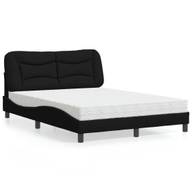 Cama con colchón tela negro 140x190