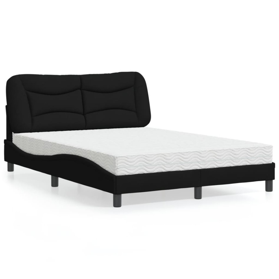 Cama con colchón tela negro 140x190
