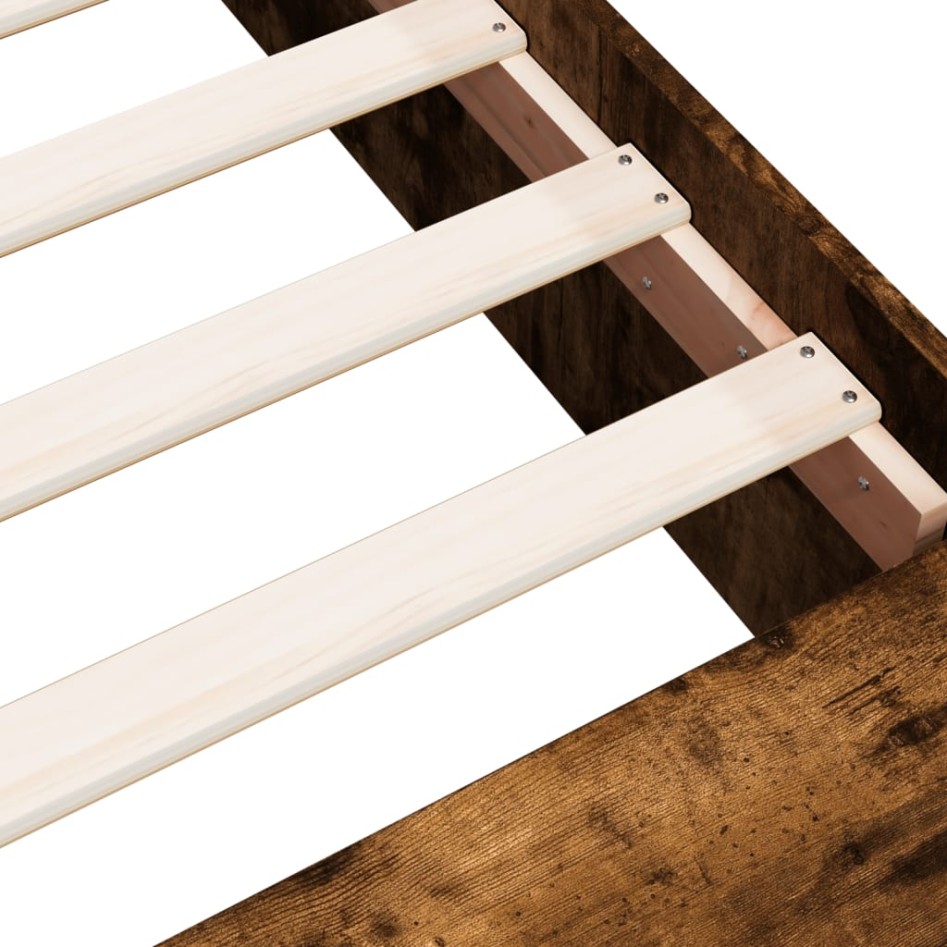 Estructura de cama madera de ingeniería roble ahumado 90x200