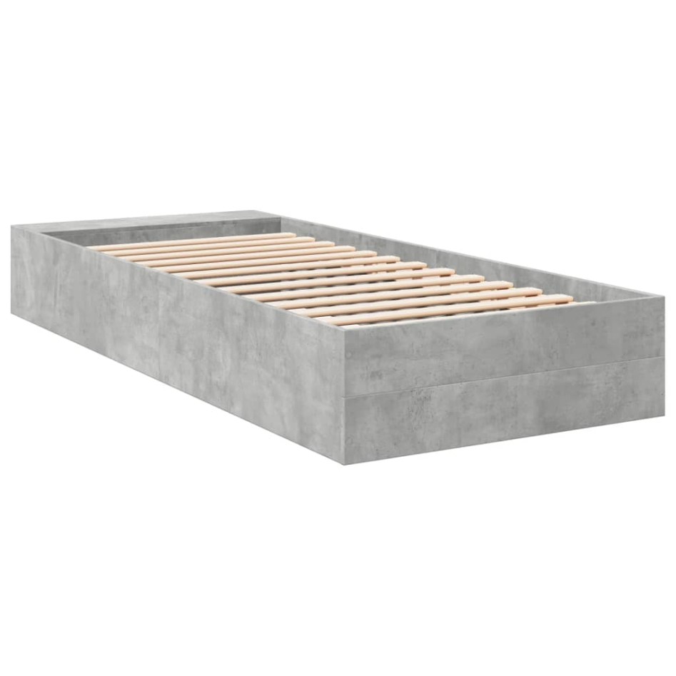 Estructura de cama madera de ingeniería gris hormigón