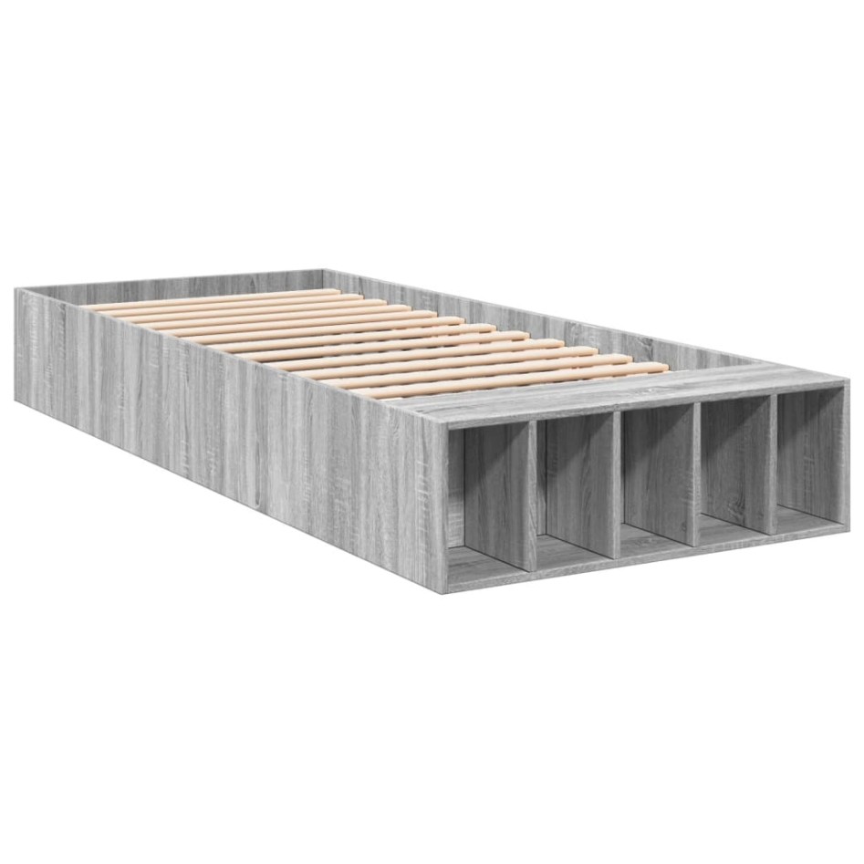 Estructura de cama madera de ingeniería gris Sonoma 100x200